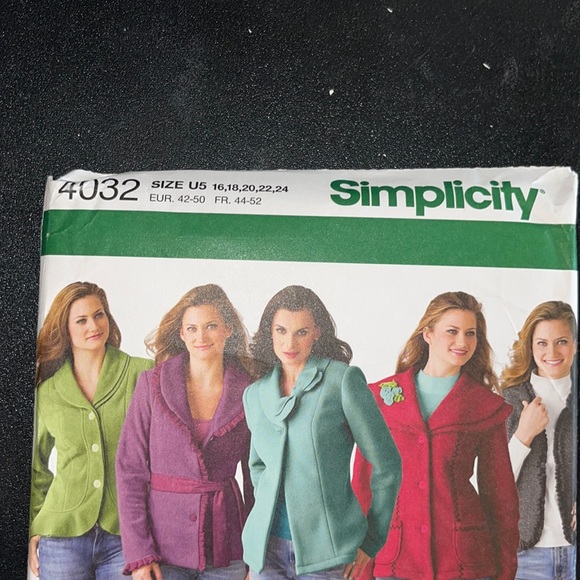 Simplicity Womens. Jacket and vest pattern Sz 16,18,20,22,24 - Picture 2 of 4